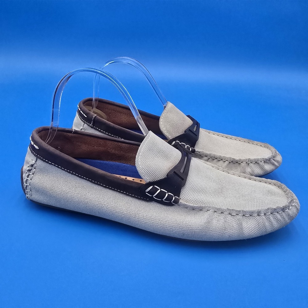 Steve Madden  Mens Garland Beige /Light Khaki Canvas Leather‎  Loafers Sz 9